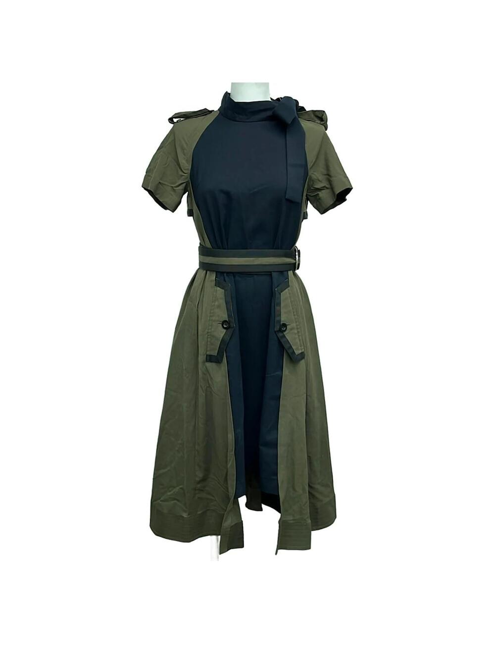 Sacai Khaki Navy Women's Dress #339526S73B